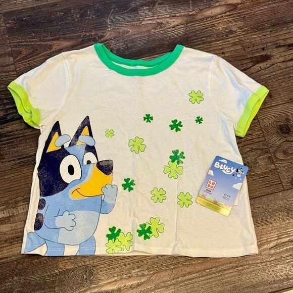 Girls' Disney Bluey St Patrick’s Day Short Sleeve Graphic Casual  T-Shirt Green - Picture 2 of 6